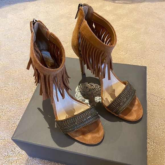 Vince Camuto Truman Heels / Fringed Ankle Strap - Picture 1 of 8